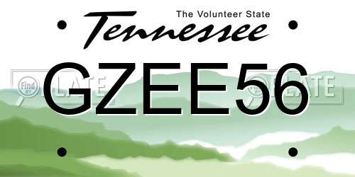 GZEE56 Tennessee License Plate