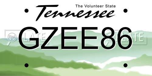 GZEE86 Tennessee License Plate