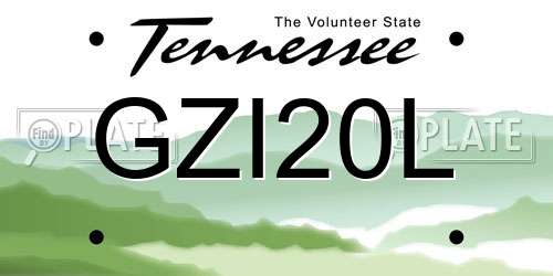 GZI20L Tennessee License Plate