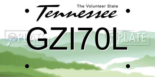 GZI70L Tennessee License Plate