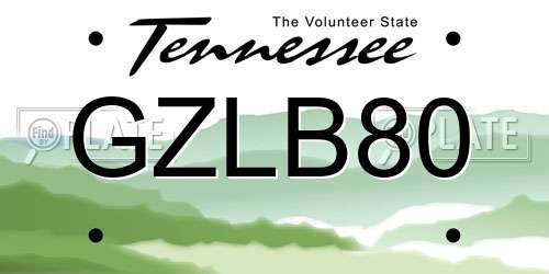 GZLB80 Tennessee License Plate