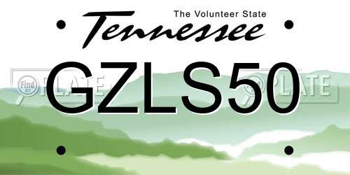 GZLS50 Tennessee License Plate