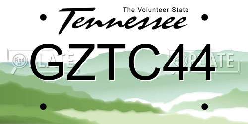 GZTC44 Tennessee License Plate