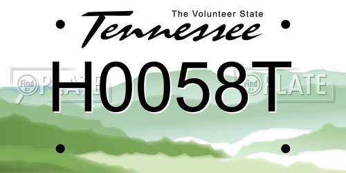 H0058T Tennessee License Plate