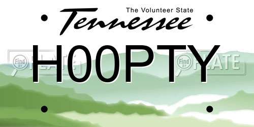 H00PTY Tennessee License Plate