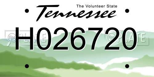 H026720 Tennessee License Plate