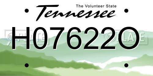 H07622O Tennessee License Plate