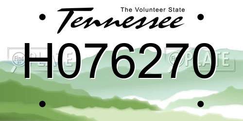 H076270 Tennessee License Plate