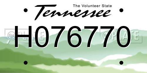 H076770 Tennessee License Plate