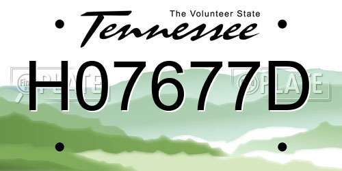 H07677D Tennessee License Plate