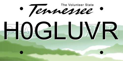 H0GLUVR Tennessee License Plate