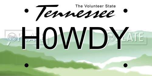 H0WDY Tennessee License Plate