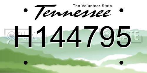 H144795 Tennessee License Plate