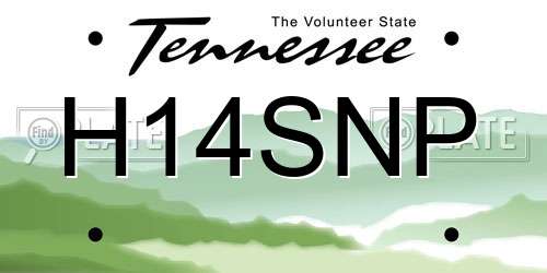 H14SNP Tennessee License Plate