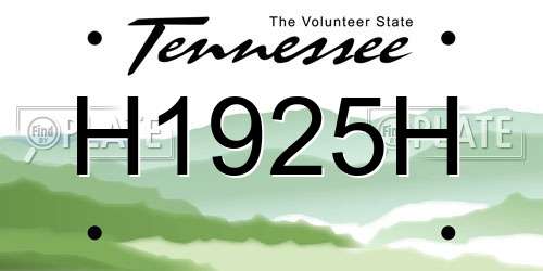 H1925H Tennessee License Plate