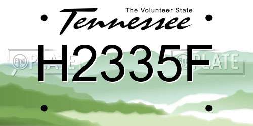 H2335F Tennessee License Plate
