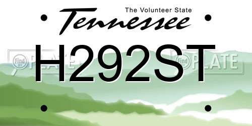 H292ST Tennessee License Plate