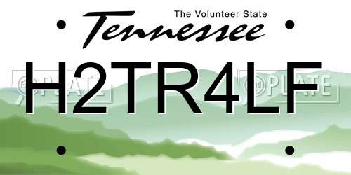 H2TR4LF Tennessee License Plate