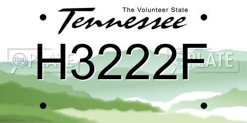 H3222F Tennessee License Plate