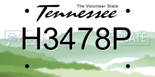 H3478P Tennessee License Plate