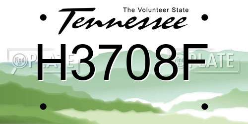 H3708F Tennessee License Plate