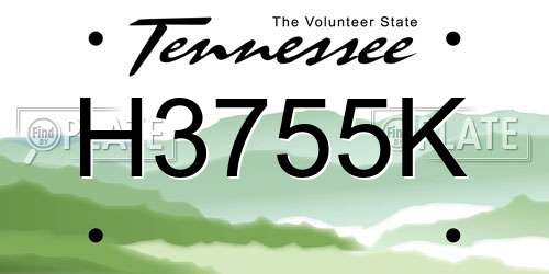 H3755K Tennessee License Plate