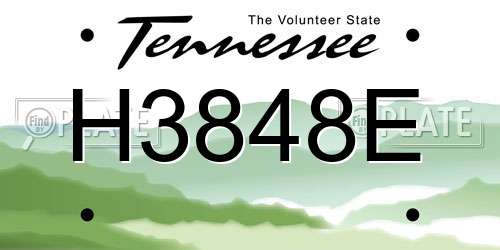 H3848E Tennessee License Plate