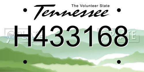 H433168 Tennessee License Plate