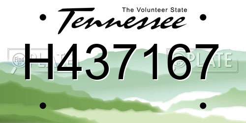 H437167 Tennessee License Plate