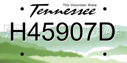 H45907D Tennessee License Plate