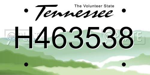H463538 Tennessee License Plate