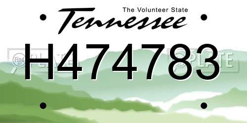 H474783 Tennessee License Plate