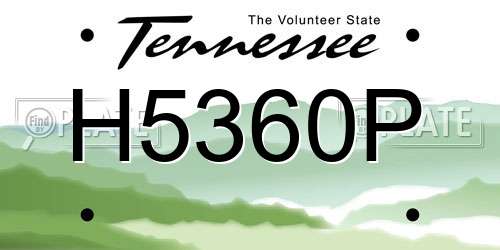 H5360P Tennessee License Plate