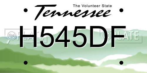 H545DF Tennessee License Plate
