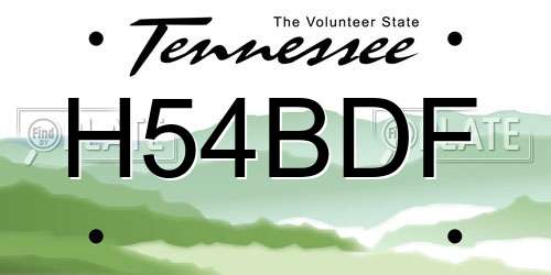 H54BDF Tennessee License Plate