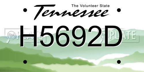 H5692D Tennessee License Plate