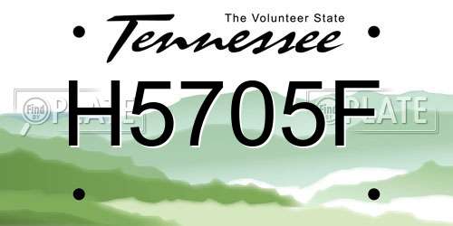 H5705F Tennessee License Plate