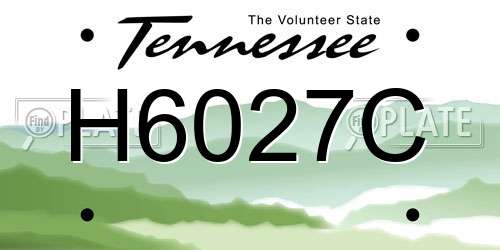 H6027C Tennessee License Plate
