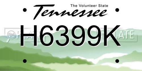 H6399K Tennessee License Plate