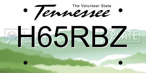 H65RBZ Tennessee License Plate