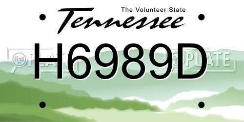 H6989D Tennessee License Plate
