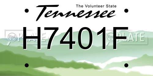 H7401F Tennessee License Plate