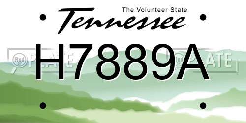 H7889A Tennessee License Plate