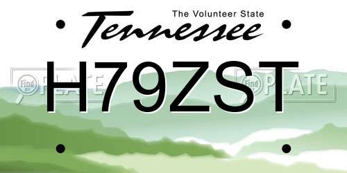 H79ZST Tennessee License Plate