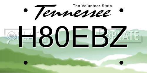 H80EBZ Tennessee License Plate