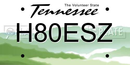 H80ESZ Tennessee License Plate