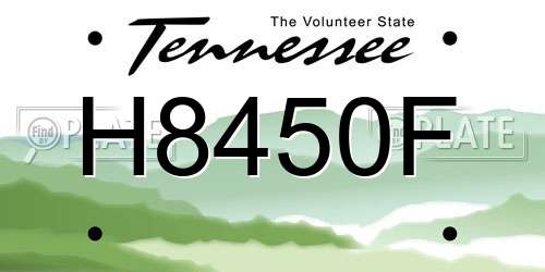H8450F Tennessee License Plate