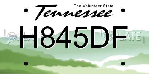 H845DF Tennessee License Plate