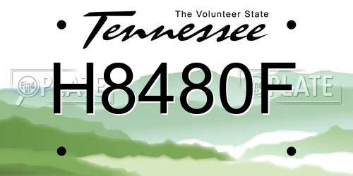 H8480F Tennessee License Plate