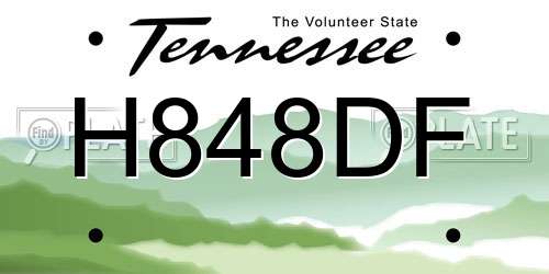 H848DF Tennessee License Plate